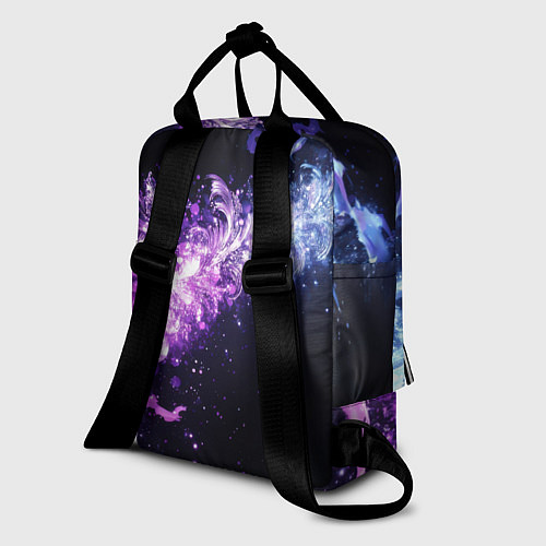 Женский рюкзак Фиолетово-синяя абстрактная волна / 3D-принт – фото 2