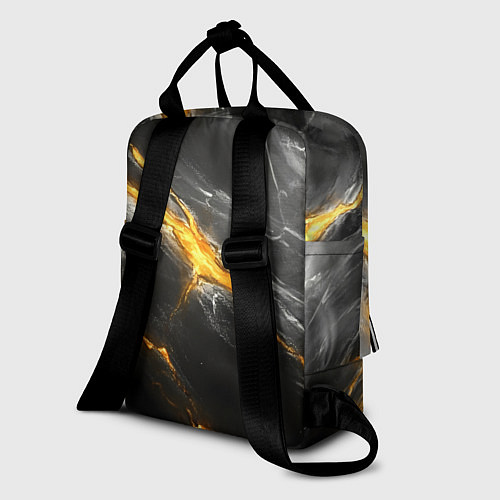 Женский рюкзак Серая текстура с золотым разломом / 3D-принт – фото 2