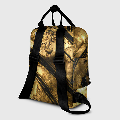 Женский рюкзак Золото с черной текстурой / 3D-принт – фото 2