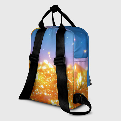 Женский рюкзак Золотые шарики на голубом фоне / 3D-принт – фото 2