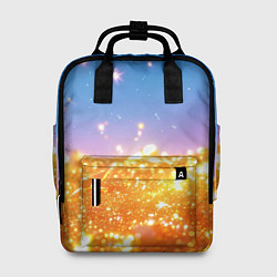 Рюкзак женский Золотые шарики на голубом фоне, цвет: 3D-принт