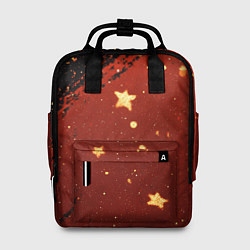 Рюкзак женский Золотые звездочки на коричневой текстуре, цвет: 3D-принт