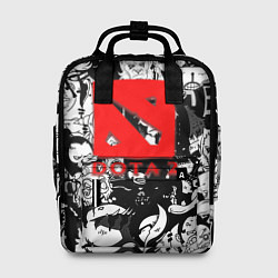 Рюкзак женский Dota черно белые персонажи, цвет: 3D-принт