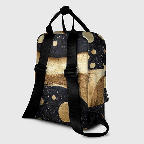 Женский рюкзак Золотая объемная абстракция - текстура / 3D-принт – фото 2