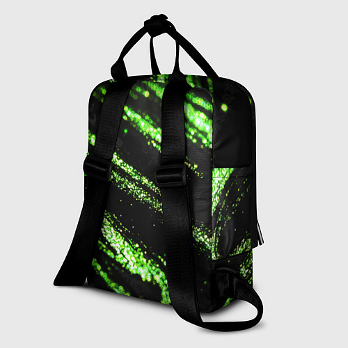 Женский рюкзак Зеленые блестки на черном / 3D-принт – фото 2