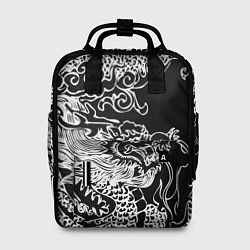 Женский рюкзак Белый дракон на черном
