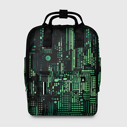Рюкзак женский Чёрно-зелёный абстракция точки полоски, цвет: 3D-принт