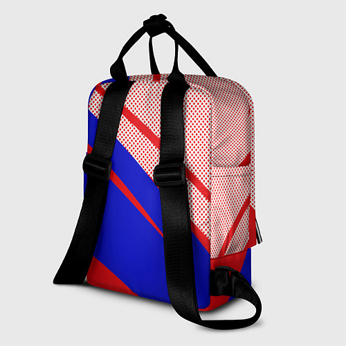 Женский рюкзак Красно-синий текстурный с полосами / 3D-принт – фото 2