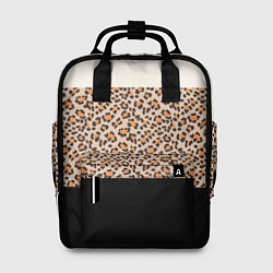 Рюкзак женский Леопардовый паттерн с черной и бежевой полосой, цвет: 3D-принт