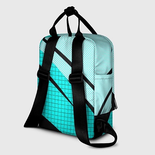 Женский рюкзак Абстрактный чёрно-голубой с полосами / 3D-принт – фото 2