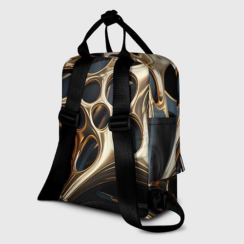 Женский рюкзак Черно-золотая абстракция / 3D-принт – фото 2