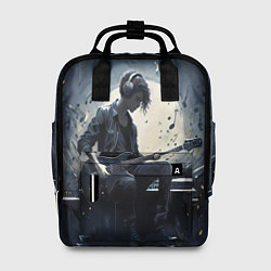 Женский рюкзак Играющий на гитаре в свете Луны музыкант