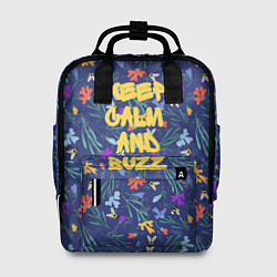 Рюкзак женский Keep calm and buzz - пчелы и цветы, цвет: 3D-принт