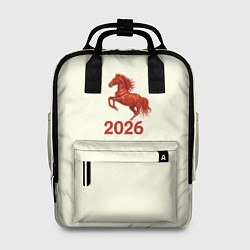 Женский рюкзак Символ 2026 года красная огненная лошадь