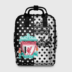 Рюкзак женский Liverpool черно белые точки, цвет: 3D-принт