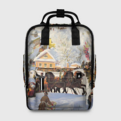 Женский рюкзак Русская тройка зимой - картина Масленица Кустодиев