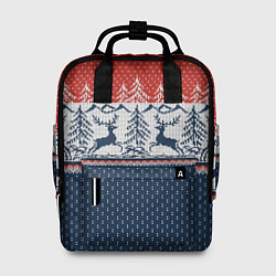 Женский рюкзак Вязаный узор с оленями