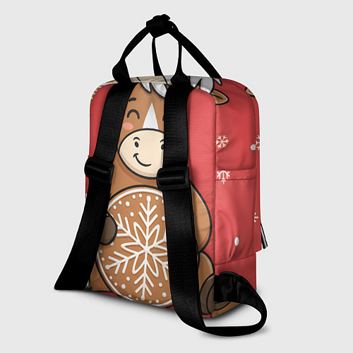 Женский рюкзак Новогодняя лошадка с печенькой / 3D-принт – фото 2