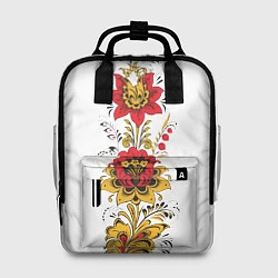 Рюкзак женский Хохлома: цветы, цвет: 3D-принт