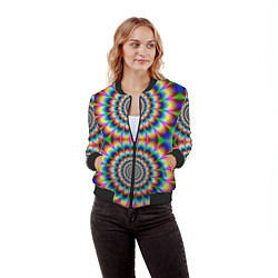 Бомбер женский Grazy fractal, цвет: 3D-черный — фото 2