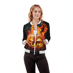 Бомбер женский Огненная стихия хэллоуин, цвет: 3D-белый — фото 2
