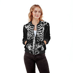 Бомбер женский Floral Skeleton, цвет: 3D-черный — фото 2