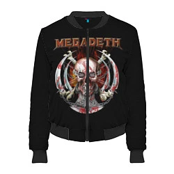 Бомбер женский Megadeth: Skull in chains, цвет: 3D-черный
