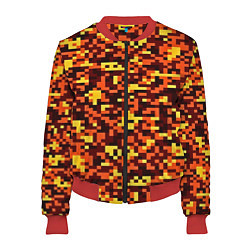 Бомбер женский Камуфляж пиксельный: оранжевый/желтый, цвет: 3D-красный