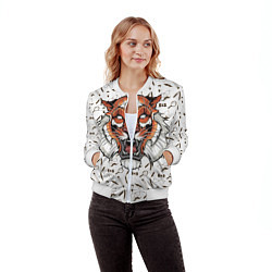 Бомбер женский Тигр-барбер, цвет: 3D-белый — фото 2