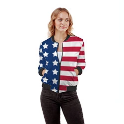 Бомбер женский USA Flag, цвет: 3D-черный — фото 2