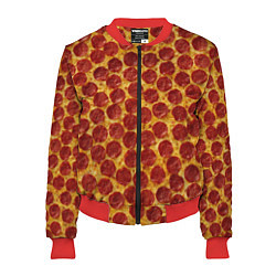 Бомбер женский Пицца пепперони, цвет: 3D-красный