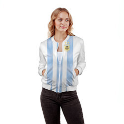 Бомбер женский Сборная Аргентины, цвет: 3D-белый — фото 2