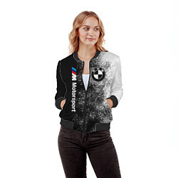 Бомбер женский БМВ Черно-белый логотип, цвет: 3D-черный — фото 2