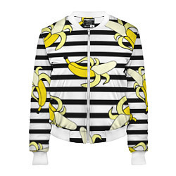 Бомбер женский Banana pattern Summer, цвет: 3D-белый