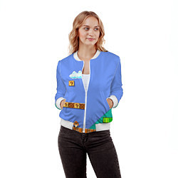 Бомбер женский Марио дизайн, цвет: 3D-белый — фото 2