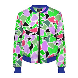 Бомбер женский Abstract pattern green pink spots, цвет: 3D-синий