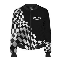Бомбер женский Chevrolet racing flag, цвет: 3D-черный