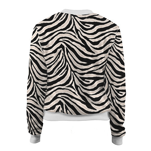 Женский бомбер Полосатая шкура зебры, белого тигра / 3D-Белый – фото 2
