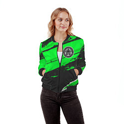 Бомбер женский Leicester City sport green, цвет: 3D-черный — фото 2