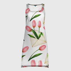 Туника женская Тюльпаны в конвертах - паттерн, цвет: 3D-принт