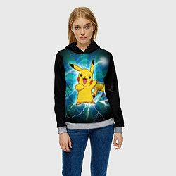 Толстовка-худи женская Искрящийся Пикачу, цвет: 3D-меланж — фото 2
