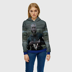 Толстовка-худи женская Vikings: Ragnarr Lodbrok, цвет: 3D-синий — фото 2