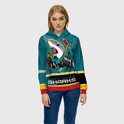 Толстовка-худи женская San Jose Sharks, цвет: 3D-красный — фото 2