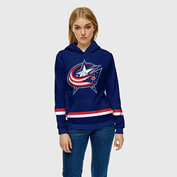 Толстовка-худи женская Columbus Blue Jackets, цвет: 3D-синий — фото 2