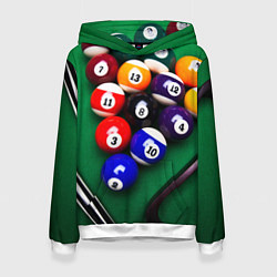 Толстовка-худи женская Бильярд, цвет: 3D-белый