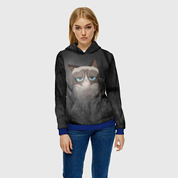 Толстовка-худи женская Grumpy Cat, цвет: 3D-синий — фото 2