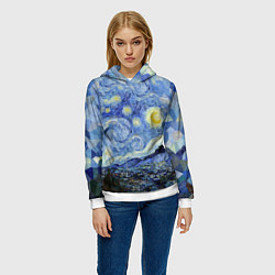 Толстовка-худи женская Звездная ночь, цвет: 3D-белый — фото 2