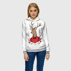 Толстовка-худи женская Christmas Deer, цвет: 3D-меланж — фото 2