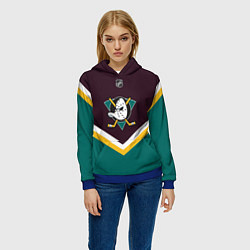 Толстовка-худи женская NHL: Anaheim Ducks, цвет: 3D-синий — фото 2
