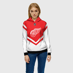 Толстовка-худи женская NHL: Detroit Red Wings, цвет: 3D-черный — фото 2